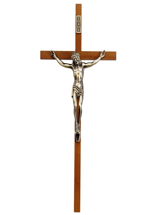 ACHIBANG Crucifix Wall Cross Catholic - 10" Wooden Jesus Cross with INRI for Wall or Easter Decor, Christian Gift for Faithful Home - Image 1